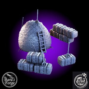 4pc Set Large Hay Stack and Bales 3D Resin Printed 28-32mm Scatter Terrain Tabletop Fantasy Gaming D&D Pathfinder  Frostgrave Cast N Play