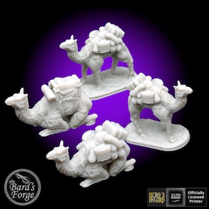 Pack Camels Sitting & Standing Minis 3D RESIN Printed 28-32mm Tabletop Fantasy Gaming DND Pathfinder Empire of the Scorching Sands
