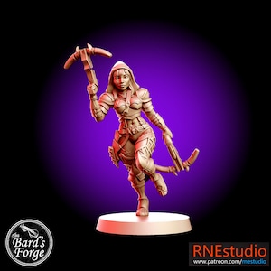 Demon Hunter 3D imprimé résine 28-32 mm Miniature de table Fantasy Gaming D&D Pathfinder Frostgrave Starfinder RN Estudio