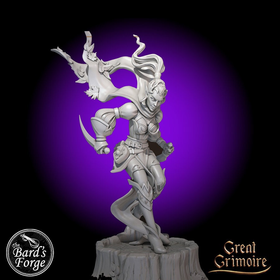 Forest Elf Warrior Sylvian Miniature 3D Resin Printed 28-32mm Tabletop Dark Fantasy Gaming D&D Pathfinder Frostgrave Great Grimoire