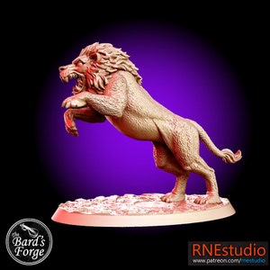 Gladiator Arena Lion &quot;Raios&quot; 3D Resin Printed 28-32mm Miniature Tabletop Fantasy Gaming D&D Pathfinder Frostgrave  RNEstudio