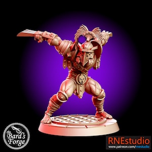 Human Wolverine Gladiator &quot;Wolverois&quot;  3D Resin Printed 28-32mm Miniature Tabletop Fantasy Gaming D&D Pathfinder Frostgrave  RNEstudio
