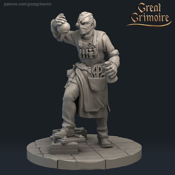 Mad Scientist the Dr. and Lab Props Miniature 3D Resin Printed 28