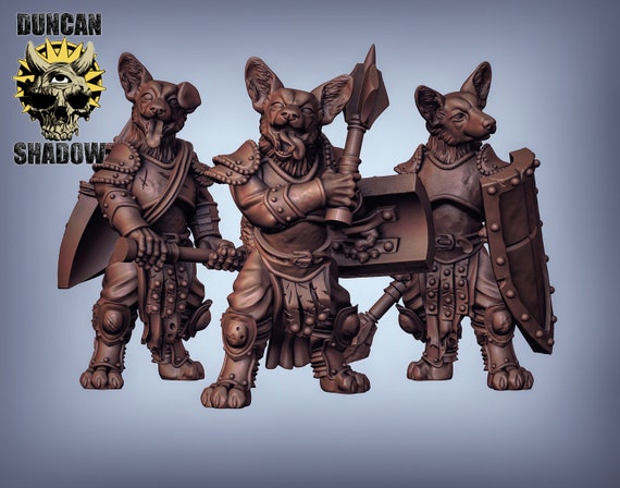 Corgi Folk Warriors Fighters Miniature 3D Resin Printed 28-32mm