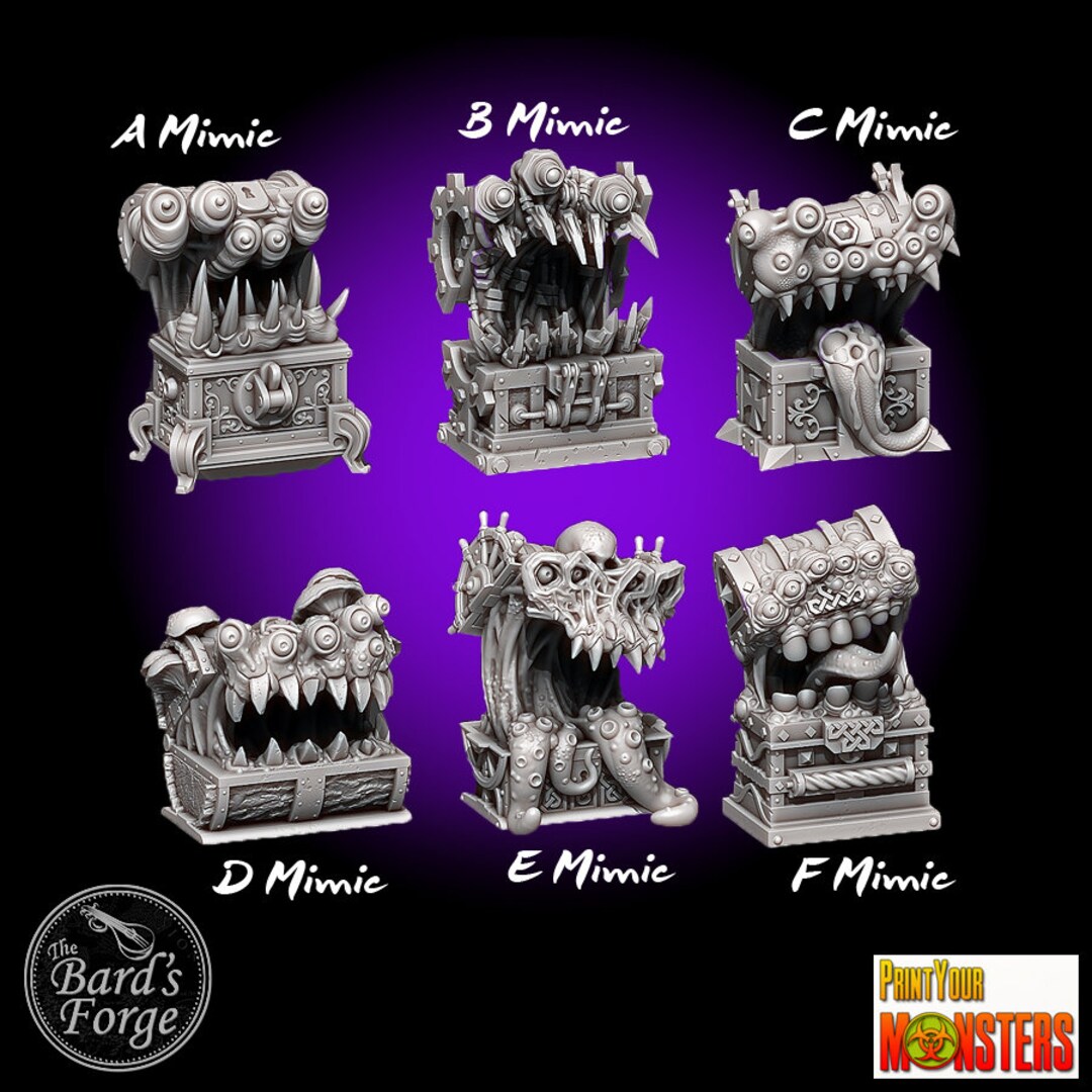 Mimic Treasure Chest Miniature 3D Resin Printed 28-32mm Tabletop