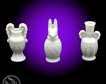 Egyptian Tomb Urns Vases  3pc Set Mini 3D RESIN Printed 28-32mm Tabletop Fantasy Gaming DND Pathfinder Empire of the Scorching Sands