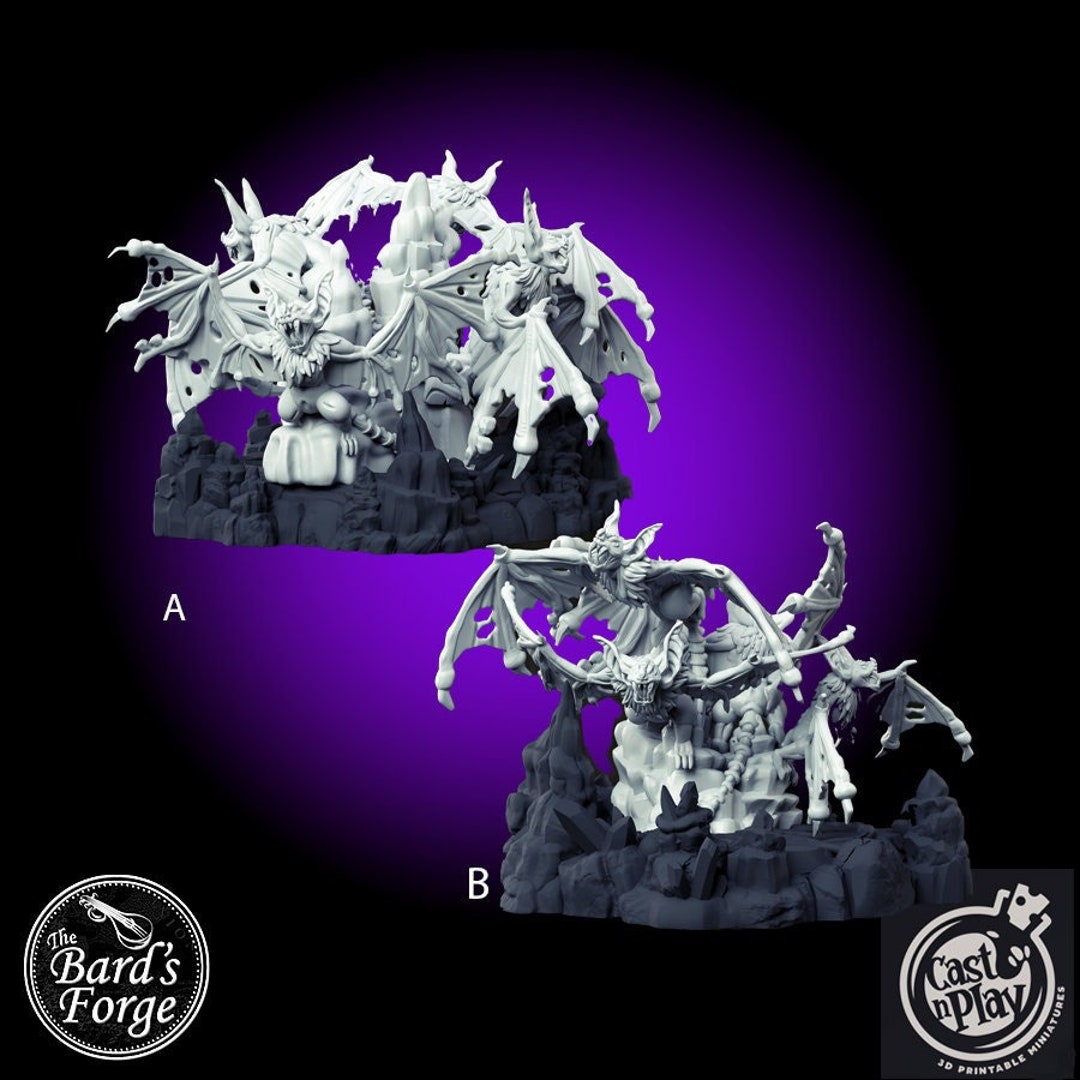 Cave Bat Swarm Creatures • Cast N Play • Miniature • 3D Resin Printed ...