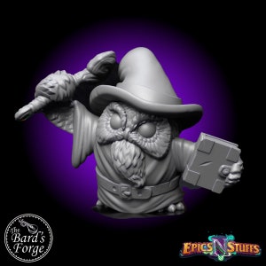 Owlkin Wizard with Hat • Epics N Stuffs • Resin 3D Printed • 28-32mm Tabletop Miniature • Fantasy Gaming • D&D • Dungeons and Dragons