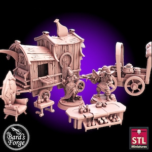 17pc Set Potion Maker Sellers Merchants and Props Miniature 3D Resin Printed 28-32mm Tabletop Fantasy Gaming D&D PathfinderSTL Miniatures