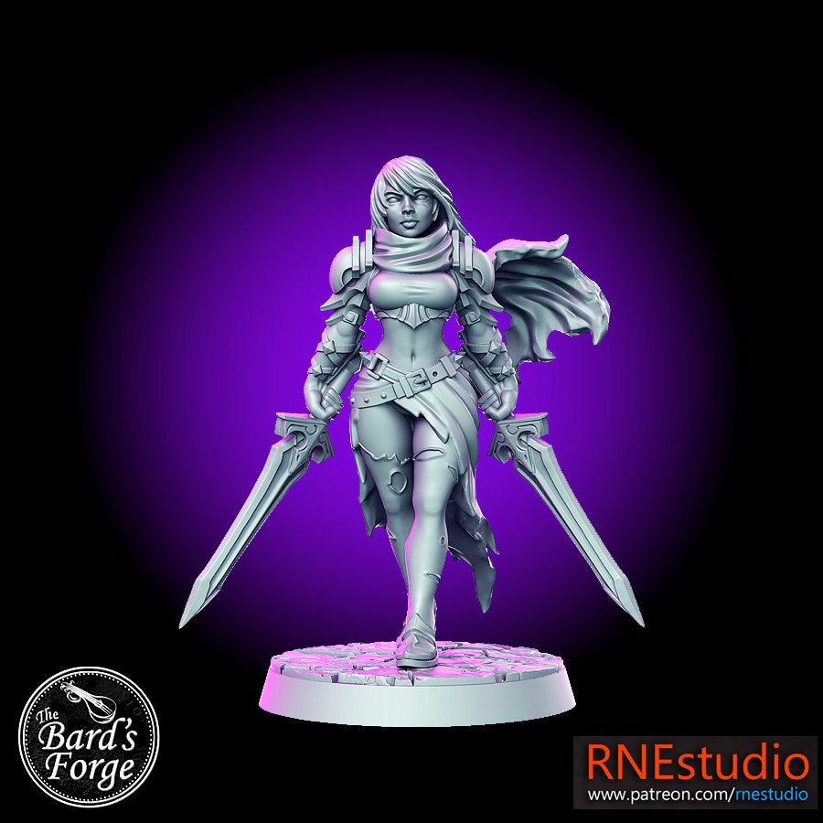 Melisa Female Rouge Warrior Miniature 3D Resin Printed 2832mm Etsy