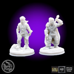 2pc Mercenary Werewolf / Vampire Hunters Miniature 3D Resin Printed 28-32mm Tabletop Fantasy Gaming D&D Pathfinder Frostgrave Hero&#39;s Hoard