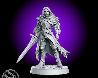 Lydia The Lioness Female Warrior Miniature 3D Resin Printed 28-32mm Tabletop Fantasy Gaming D&D Pathfinder Frostgrave  RN Estudio