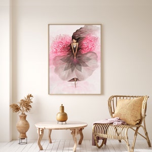 Original art print as aesthetic wall decor, Abstract wall art on canvas, Unique unframed print of an acrylic painting / Sakura