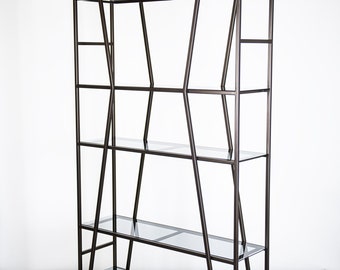 Bookshelves, metal and glass shelf