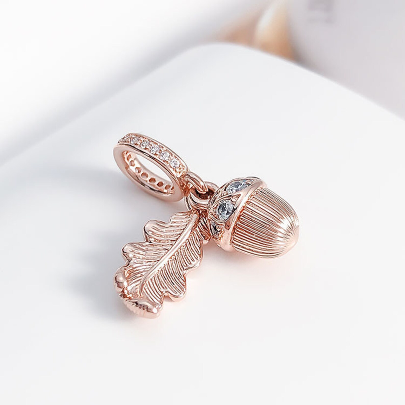 Pandora Bracelet Charms Charms Acorn and Leaf Dangle Pandora Etsy UK