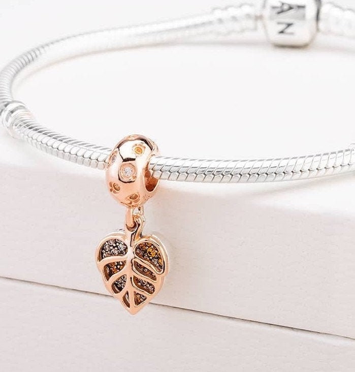PANDORA Sparkling Leaves Dangle Charm 