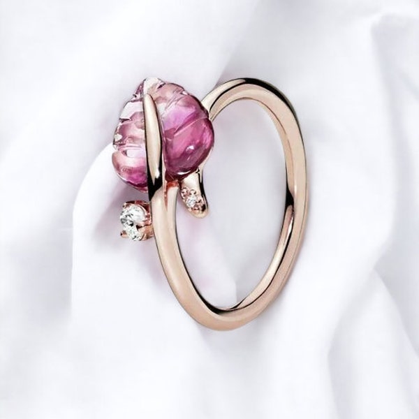 Rose Gold Leaf Ring Etsy