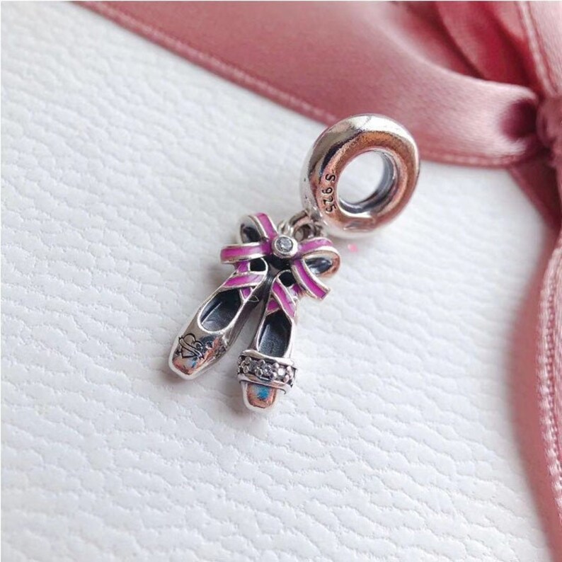 Pandora Pink Ballerina Shoes Dangle Charm 925 100 Sterling Etsy