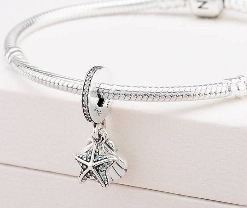 PANDORA Seashell and Starfish dangle charm bead fully Etsy