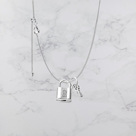 Pandora Sterling Silver Lock and Key Necklace Set