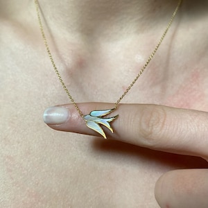 Schwalbe Halskette, Silber Schwalbe Anhänger, fliegende Vogel Halskette, weiße Vogel Halskette, Vogel Liebhaber Geschenk, Tier Halskette, Geburtstag Schmuck,