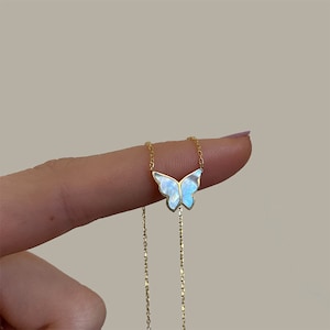 Butterfly Necklace,925 Silver Butterfly Necklace, Cute Butterfly Pendant,White Butterfly Necklac, Birthday Gift,Animal Necklace,Gift for Her