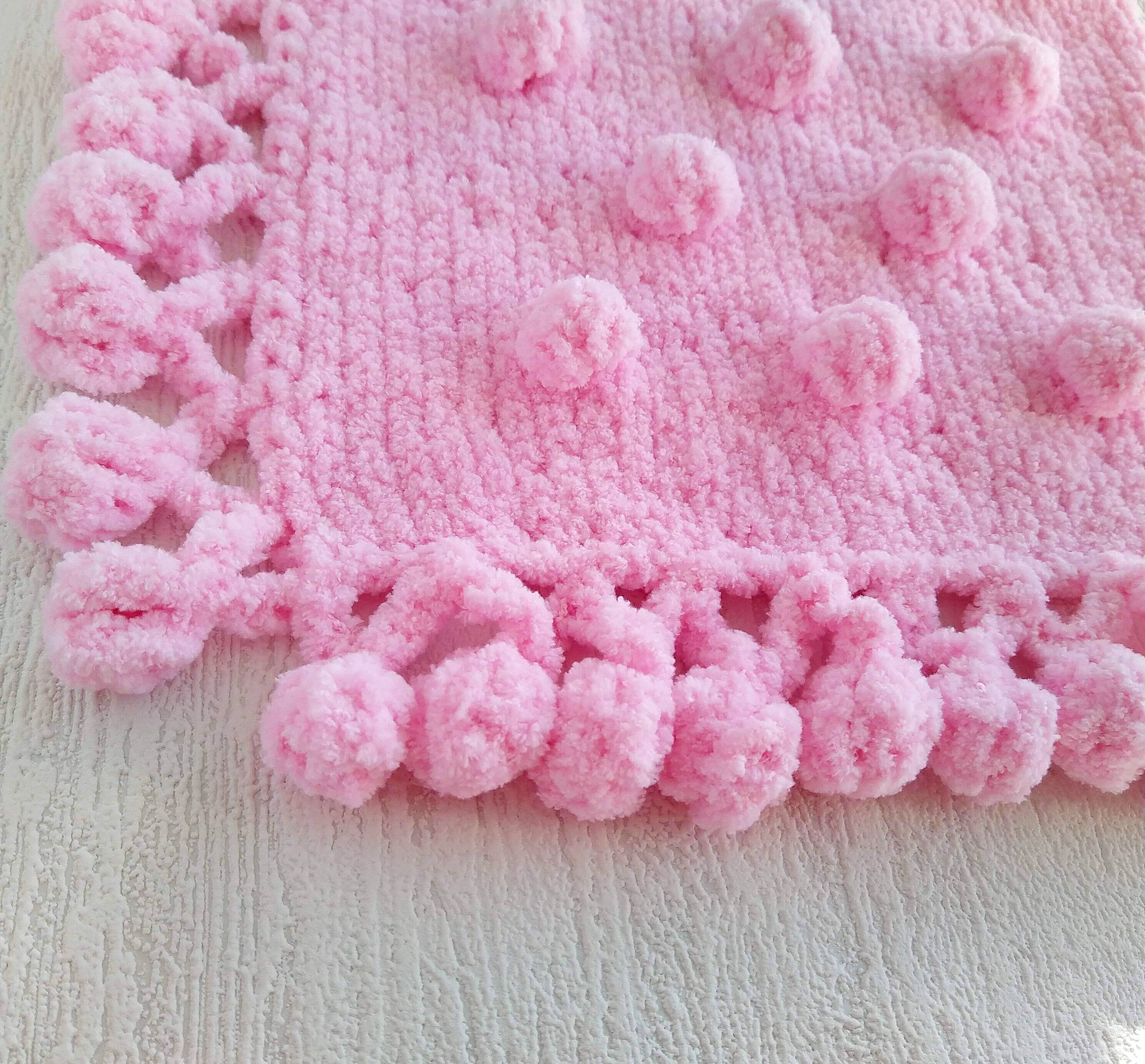 Bobble baby blanket pattern Pompom blanket baby Knit baby Etsy