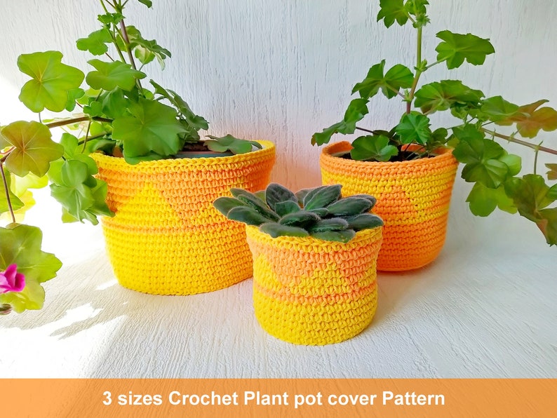 Flower Pot Cover Crochet Pattern Crochet Plant Pot Cover Etsy