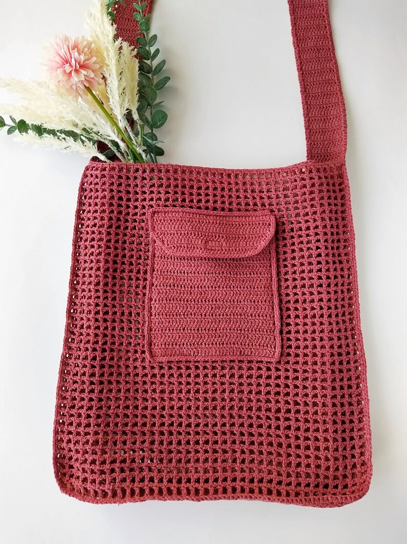 Crochet Market Bag Pattern Pdf Tote Bag With Pockets Pattern - Etsy