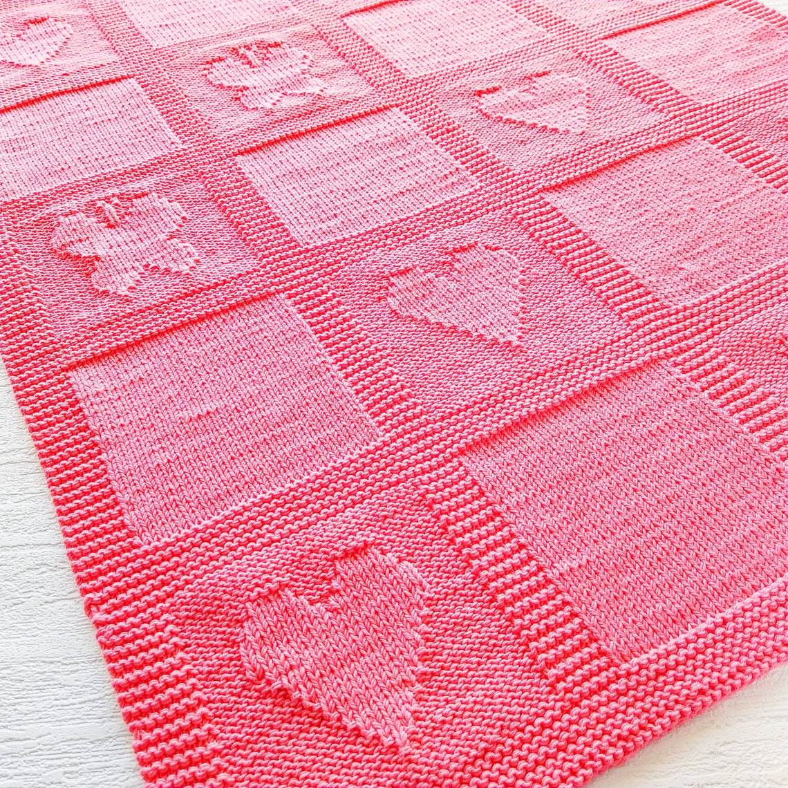 Knit blanket pattern Heart baby blanket Easy baby knit pdf Etsy