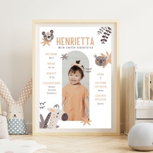 Geschenk 1. Geburtstag Meilensteine Geburtstag personalisiertes Poster Baby Fotos personalisiertes Babyposter Dekoration Kinderzimmer