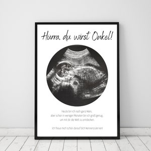 Schwangerschaft verkünden Schwester Bruder personalisiertes Poster mit Ultraschallbild Du wirst Tante Onkel