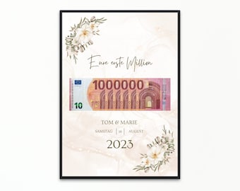 Personalisiertes Geldgeschenk zur Hochzeit Hochzeitsgeschenk eure erste Million digitaler Download Geldgeschenk Hochzeit Geschenk Brautpaar