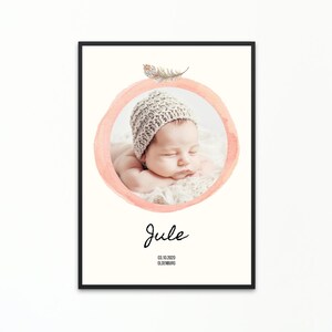 Personalisiertes Poster als Geschenkidee, Geschenk zur Geburt mit eurem Lieblingsfoto und Geburtsdaten