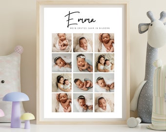 Geschenk 1. Geburtstag personalisiertes Poster Baby Fotos personalisiertes Babyposter Dekoration Kinderzimmer Erinnerungen