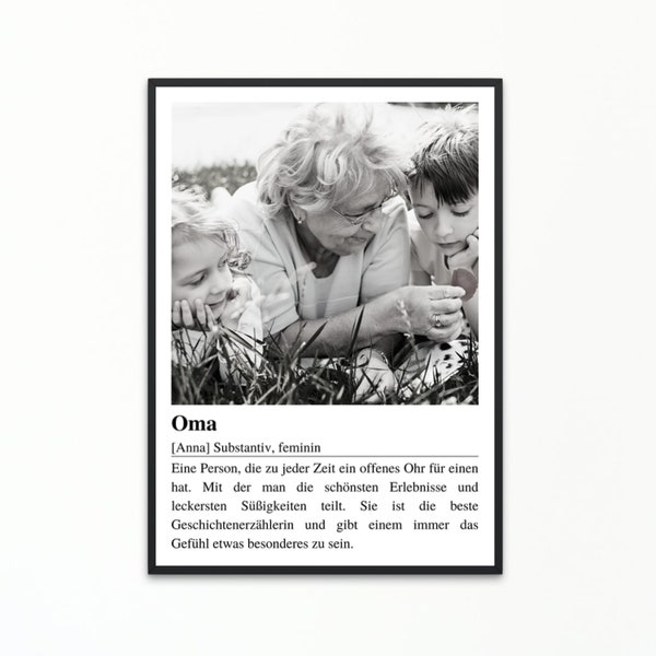 Personalisiertes Poster mit Definition Oma Geschenk Geschenkidee für Oma Personalisiertes Geburtstagsgeschenk Weihnachtsgeschenk Oma