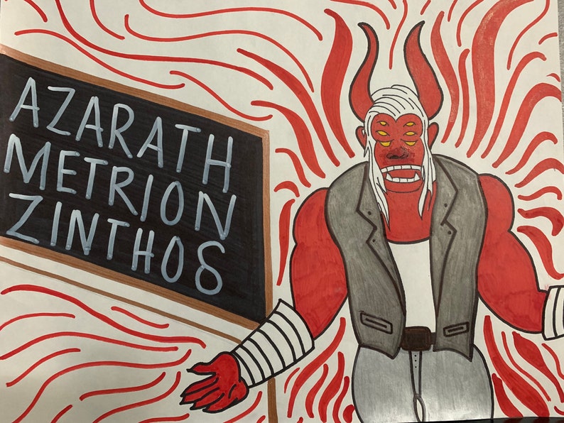 TRIGON Fan Art Original Painting of Ravens Dad Devil Art 11 x Etsy