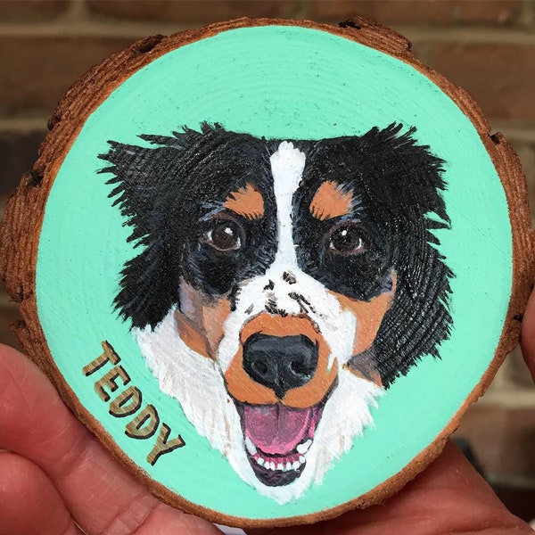 Hand painted Wooden Ornament, Handmade Christmas Ornament, Pet Portrait, Animal Portrait, 2020 Ornament, Unique Christmas Ornament