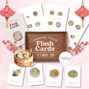 COMIDA CHINA Tarjetas Flash Montessori / Estudios Asiáticos / Aprendizaje sobre Otras Culturas / Montessori Primaria Edad 3 a 6 / Mes de la Herencia Asiática