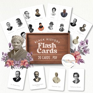 Beroemde Afro-Amerikanen Flash Cards | Zwarte geschiedenis | Educatief leren | 6-12 jaar | Digitale download