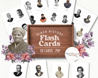 BLACK HISTORY MONTH Famous African Americans Flash Cards | Printable for PreK Kindergarten Activity | Famous People | Juneteenth Activity