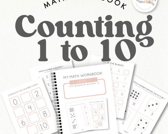PREK MATH Arbeitsheft |  Montessori Mathematik | Anfänger Mathe Zählen von 1 bis 10 |  Modernes minimalistisches PreK-Arbeitsbuch für frühes Mathelernen