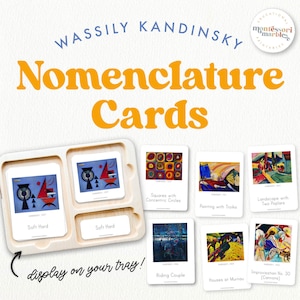 WASSILY KANDINSKY Tarjetas de 3 partes de Nomenclatura Montessori / Tarjetas de vocabulario Primera Infancia / Recursos imprimibles Montessori / Artistas famosos