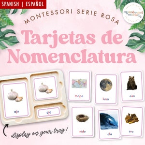 MONTESSORI SERIE ROSA Tarjetas de Nomenclatura / Spanish Nomenclature Cards for Montessori Pink Series