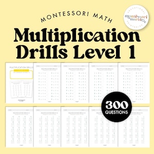 Montessori Math Multiplication Drills: Level 1 Workbook (Digital Download)