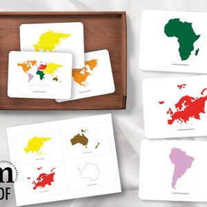 Continents Picture Cards | Montessori Geography Printable | Preschool ...