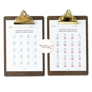 Subtraction Worksheets Grade 1-2 | Math Drills Ages 6-8 | Two Digit Regrouping Practice PDF | Montessori Printable image 8