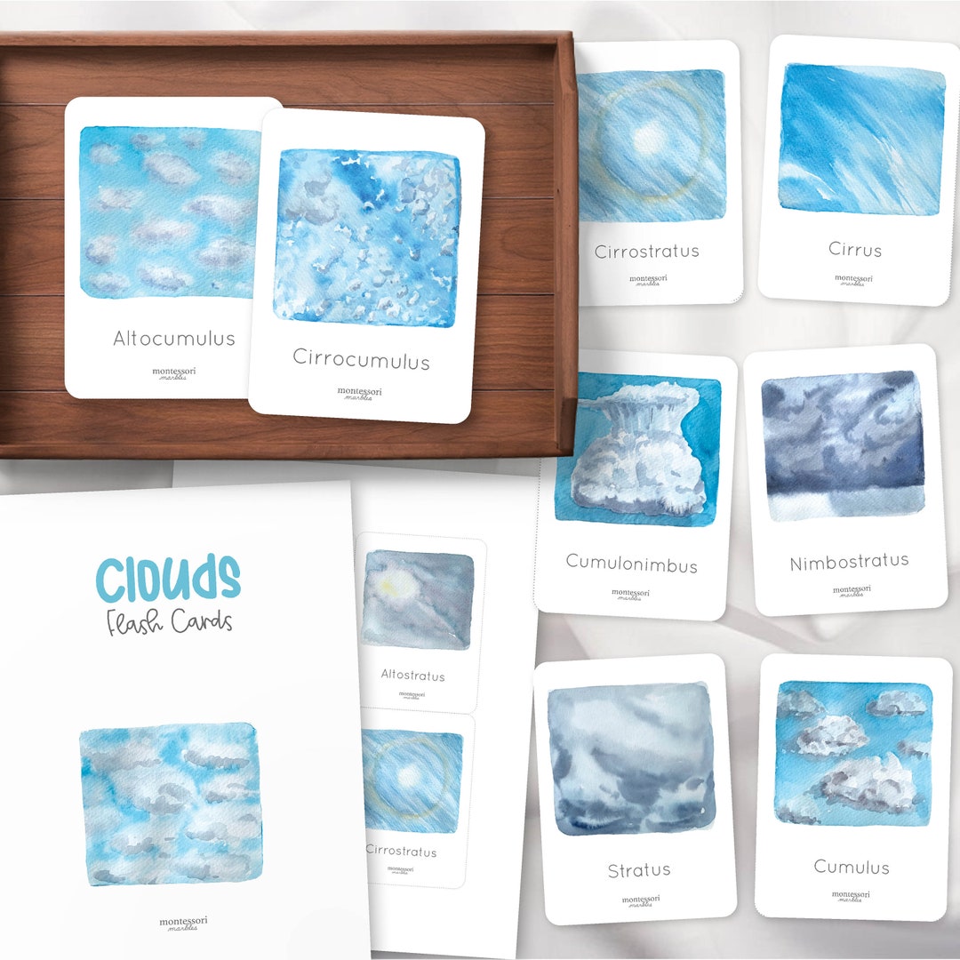 CLOUD Flash Cards Types of Cloud Learn About Weather Montessori at Home
