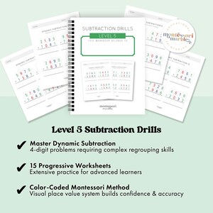 Subtraction Worksheets Grade 4-6 | Math Drills Ages 9-12 | Advanced Four-Digit Mastery PDF | Montessori Printable image 2