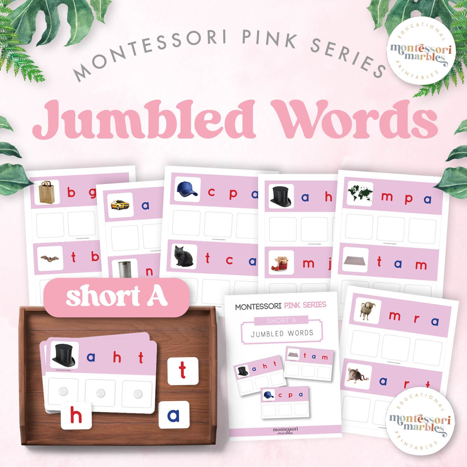 Pink Series Short A Jumbled Word Cards | Montessori Language | CVC ...